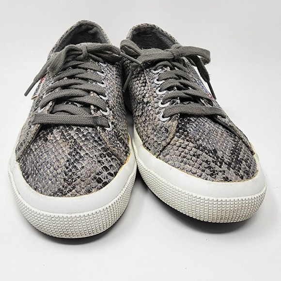 Superga Grey Snakeskin lace-up low-top sneakers 2750 Cot Snake. EU40=US9 - Picture 4 of 9